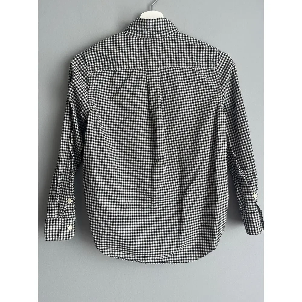 Ralph Lauren Kids M 10-12 Black White Gingham Check Button Down Shirt Preppy